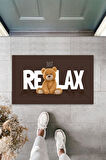 Kahverengi Kapı Önü Paspası Just Relax Ayıcık Desen  K-3323