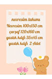 Bebek Nevresim Takımı Ranforce Serisi - Kitap Okuyan Tavşan BNT2024-04