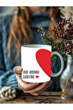 Kalp ve Mottolu Tam Boy 3 Boyutlu Tasarım Seramik Kupa Mug - Hediyelik Kupa