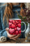 Kalp Baskılı 3D Tasarım Seramik Kupa Mug - Kupa Bardak