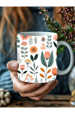 Renkli Karışık Çiçek Şeklinde 3 Boyutlu Tasarım Seramik Kupa Mug - Hediyelik Kupa