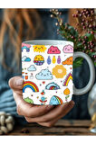 Renkli Karışık Çiçek Şeklinde 3 Boyutlu Tasarım Seramik Kupa Mug - Hediyelik Kupa