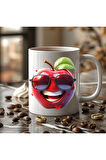 Meyve Emoji Şeklinde 3 Boyutlu Tasarım Seramik Kupa Mug - Hediyelik Kupa Bardak