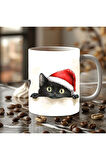 Yılbaşı Kedi Temalı 3 Boyutlu Tasarım Seramik Kupa Mug - Hediyelik Kupa Bardak