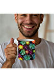 Sukulent Çiçekli Baskılı 3D Tasarım Seramik Kupa Mug - Hediyelik Kupa Bardak