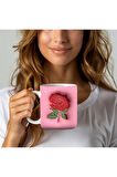 Çiçek Baskılı 3D Tasarım Seramik Kupa Mug - GÜL - LALE - LOTUS - NİLÜFER - PAPATYA -