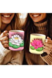 Çiçek Baskılı 3D Tasarım Seramik Kupa Mug - GÜL - LALE - LOTUS - NİLÜFER - PAPATYA -