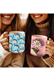 Çiçek Baskılı 3D Tasarım Seramik Kupa Mug - GÜL - LALE - LOTUS - NİLÜFER - PAPATYA -