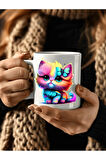 Kedi Baskılı 3D Tasarım Seramik Kupa Mug - Hediyelik Kupa Bardak