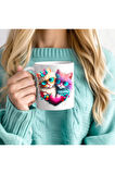 Kedi Baskılı 3D Tasarım Seramik Kupa Mug - Hediyelik Kupa Bardak