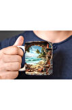 Kitaplık Kütüphane Baskılı 3D Tasarım Seramik Kupa Mug - Hediyelik Kupa Bardak