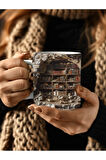 Kitaplık Kütüphane Baskılı 3D Tasarım Seramik Kupa Mug - Hediyelik Kupa Bardak