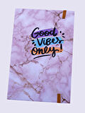 Doğal Taş Desenli Good Vibes Only Tasarımlı Lastikli Defter