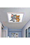 Çocuk Yatak Odası Avize Tom Ve Jerry Ledli Avize 60watt Beyaz Işık, Modern Çerçeve, Led 60x60 Avize