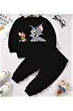 TOM VE JERRY BASKLI İKİ İPLİK ALT ÜST ÇOCUK TAKIM
