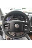 Touareg Phaetoon- 2002-2009 Araca Özel Direksiyon Kılıfı (noktalı-düz Deri Model)siyah