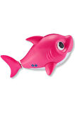 Daddy Shark - Baby Shark Şarkısı Söleyerek Havuzda - Küvette Yüzen Balık - Pembe Model - 18cm