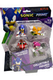 Sonic Prime 5 li Figür Set - Sonic + Tails + Dr. Eggman + Amy Rose + Sürpriz 6.5 cm
