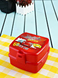 Kilit Kapaklı 2 Katlı 4 Bölmeli Kaşık ve Çatallı Lunch Box & Beslenme Kutusu - Speed Master Temalı