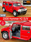 2008 Hummer H2 SUV Çek Bırak Die - Cast Kapıları Açılabilen Metal Model Araba - Kırmızı 11.5 cm