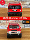 2008 Hummer H2 SUV Çek Bırak Die - Cast Kapıları Açılabilen Metal Model Araba - Kırmızı 11.5 cm