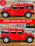 2008 Hummer H2 SUV Çek Bırak Die - Cast Kapıları Açılabilen Metal Model Araba - Kırmızı 11.5 cm