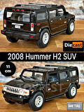 2008 Hummer H2 SUV Çek Bırak Die - Cast Kapıları Açılabilen Metal Model Araba - Siyah 11.5 cm