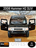 2008 Hummer H2 SUV Çek Bırak Die - Cast Kapıları Açılabilen Metal Model Araba - Siyah 11.5 cm
