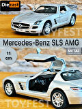 Mercedes - Benz SLS AMG Çek Bırak Die - Cast Kapıları Açılabilen Metal Model Araba - Metalik 11.5 cm