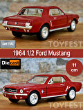 1964 1/2 Ford Mustang Çek Bırak Die - Cast Kapıları Açılabilen Metal Model Araba - Kırmızı 11.5 cm