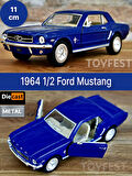 1964 1/2 Ford Mustang Çek Bırak Die - Cast Kapıları Açılabilen Metal Model Araba - Mavi 11.5 cm