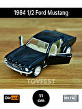 1964 1/2 Ford Mustang Çek Bırak Die - Cast Kapıları Açılabilen Metal Model Araba - Siyah 11.5 cm
