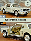 1964 1/2 Ford Mustang Çek Bırak Die - Cast Kapıları Açılabilen Metal Model Araba - Krem 11.5 cm
