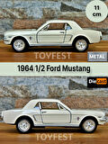 1964 1/2 Ford Mustang Çek Bırak Die - Cast Kapıları Açılabilen Metal Model Araba - Krem 11.5 cm