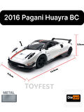 2016 Pagani Huayra BC Çek Bırak Die - Cast Kapıları Açılabilen Metal Model Araba - Beyaz 12.5 cm