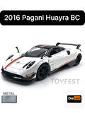 2016 Pagani Huayra BC Çek Bırak Die - Cast Kapıları Açılabilen Metal Model Araba - Beyaz 12.5 cm