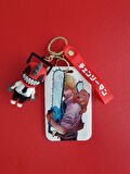 Chainsaw Man Japon Anime Denji Figür Anahtarlık Çanta Aksesuarı ve Kartlık 2 si bir Arada