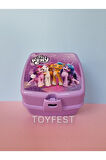 Kilit Kapaklı 2 Katlı 4 Bölmeli Kaşık ve Çatallı Kare Beslenme Kutusu - My Little Pony Temalı