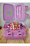 Kilit Kapaklı 2 Katlı 4 Bölmeli Kaşık ve Çatallı Dikdörtgen& Beslenme Kutusu - My Little Pony Temalı