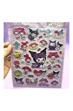 Simli Parlak 3D Sanrio Kuromi My Melody Cinnamoroll Pompompurin Twin -1 Sayfa (32 Adet) Sticker Seti