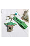 Star Wars Mandalorian The Child Grogu Baby Yoda Figür Anahtarlık ve Kartlık 2 si bir Arada - Model 5