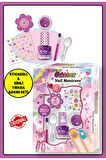 Tokidas Glitter Nail Manicure - Ojeli Simli Stickerlı Parıltılı Tırnak Manikür Makyaj Güzellik Seti N01BA-MOR