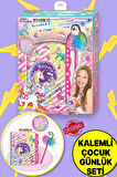 Tokidas Secret Lock Journal & Pom Pom Pen - Unicorn Temalı Gizli Kilitli Pom Pom Kalemli Günlük T108UN