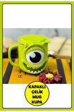 Kawaii 3D Monster Karakter Kabartmalı Modelli Paslanmaz Çelik Su Bardağı Kupa Kahve Mug