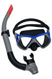 Dominator Pro Snorkel Set Dalış Maskesi Deniz Yüzücü Gözlüğü Gözlük Maske - Mavi - (14 Yaş Üstü )