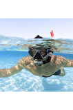 Dominator Pro Snorkel Set Dalış Maskesi Deniz Yüzücü Gözlüğü Gözlük Maske - Mavi - (14 Yaş Üstü )