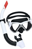 Dominator Pro Snorkel Set Dalış Maskesi Deniz Yüzücü Gözlüğü Gözlük Maske - Beyaz - (14 Yaş Üstü )