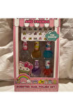 Hello Kitty ve Arkadaşları Temalı 5 Simli Parlak Ojeli Kabartmalı Stickerlı Tırnak Bakım Seti