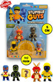 Stumble Guys Seri 1 - 3D Mini 1 i Sürpriz olan 5 li Figür Set - Hazmat Luchador Boxing Roo Glowman