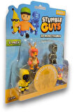 Stumble Guys Seri 1 - 3D Mini 1 i Sürpriz olan 5 li Figür Set - Hazmat Luchador Boxing Roo Glowman